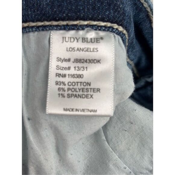 Judy Blue Button Fly Distressed Trouser Flare Leg Jeans Size 31/13 - Picture 9 of 9